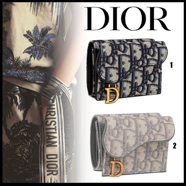 【国内直営即発】DIOR★ オブリーク ジャカード SADDLE ミニ財布